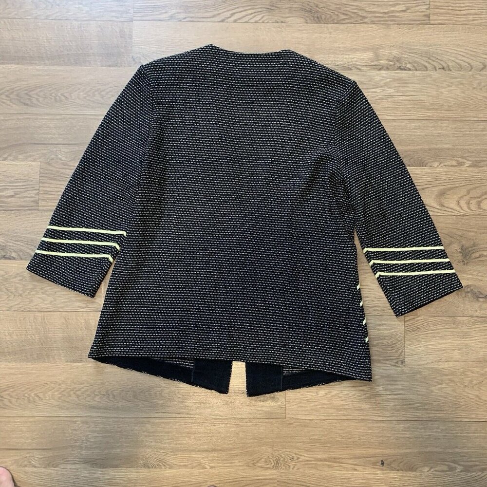 Ming Wang Black & Yellow Accents Jacket cardigan 3/4 sleeve size L - Picture 5 of 5